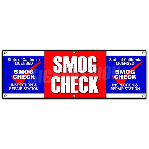 SMOG CHECK BANNER SIGN auto automotive pollution car inspection